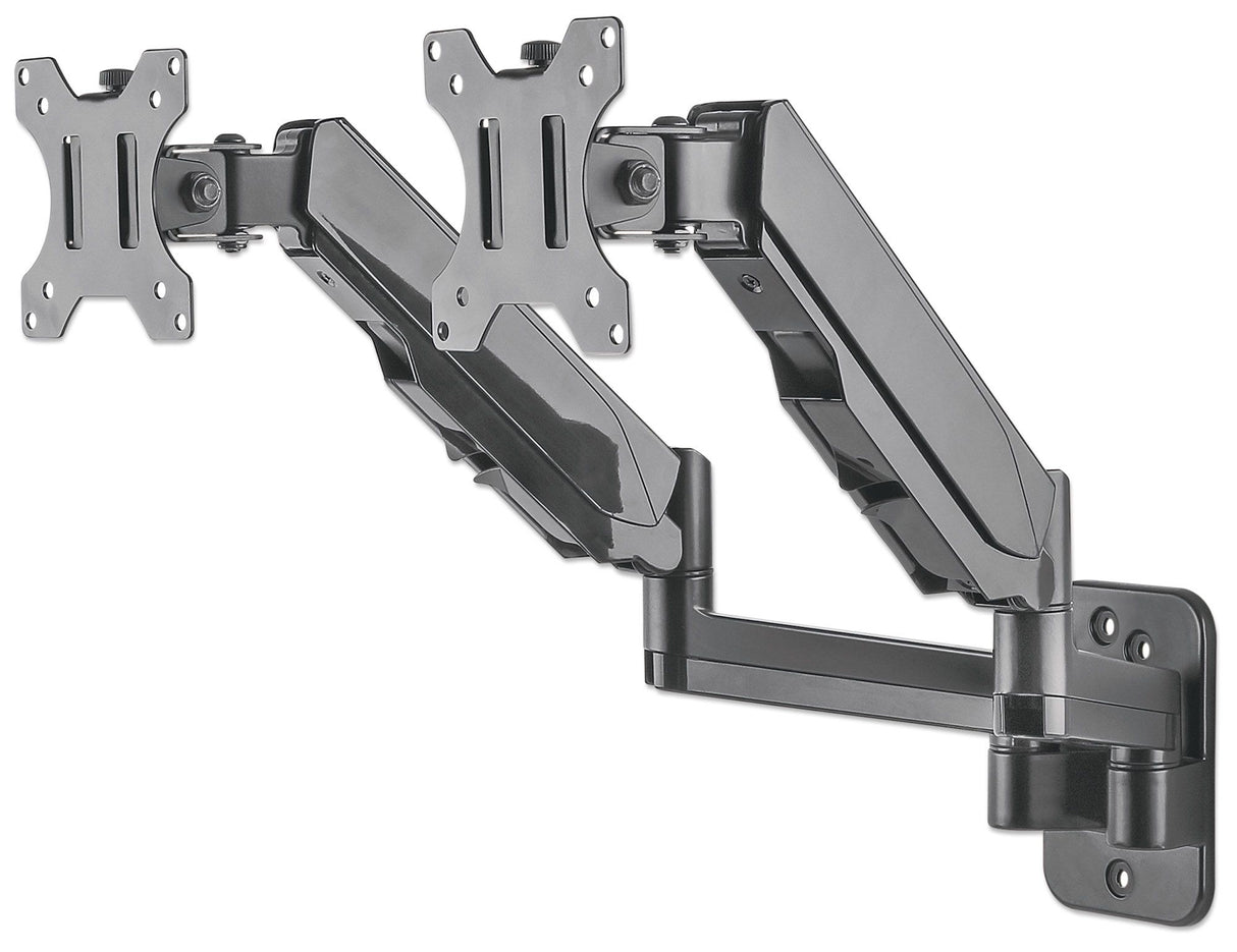 Manhattan Soporte de pared doble para TV/monitores (Articulado de gas), para pantallas de 17" a 32", Compatibilidad VESA: 75×75 y 100×100 mm (verifiqu