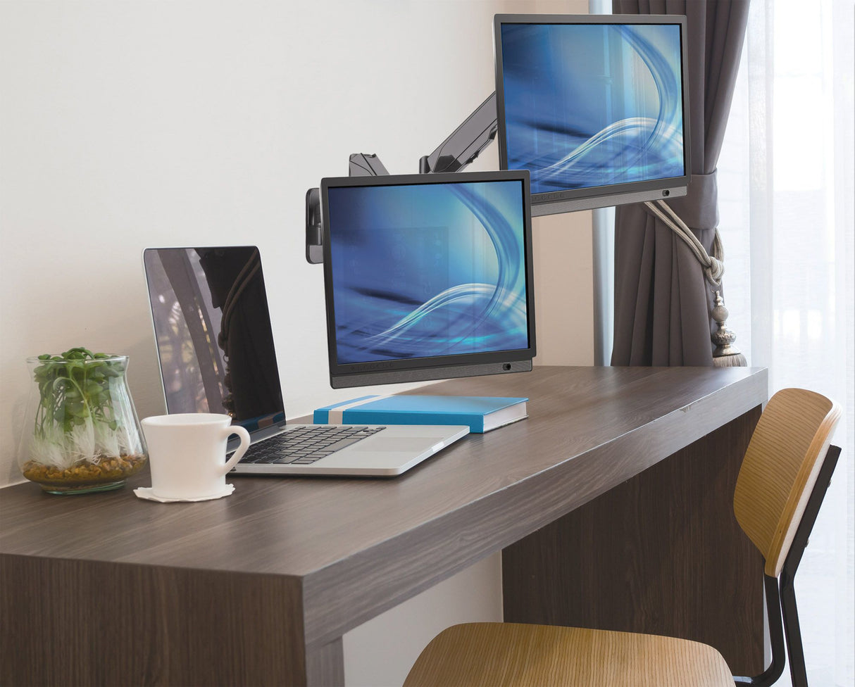 Manhattan Soporte de pared doble para TV/monitores (Articulado de gas), para pantallas de 17" a 32", Compatibilidad VESA