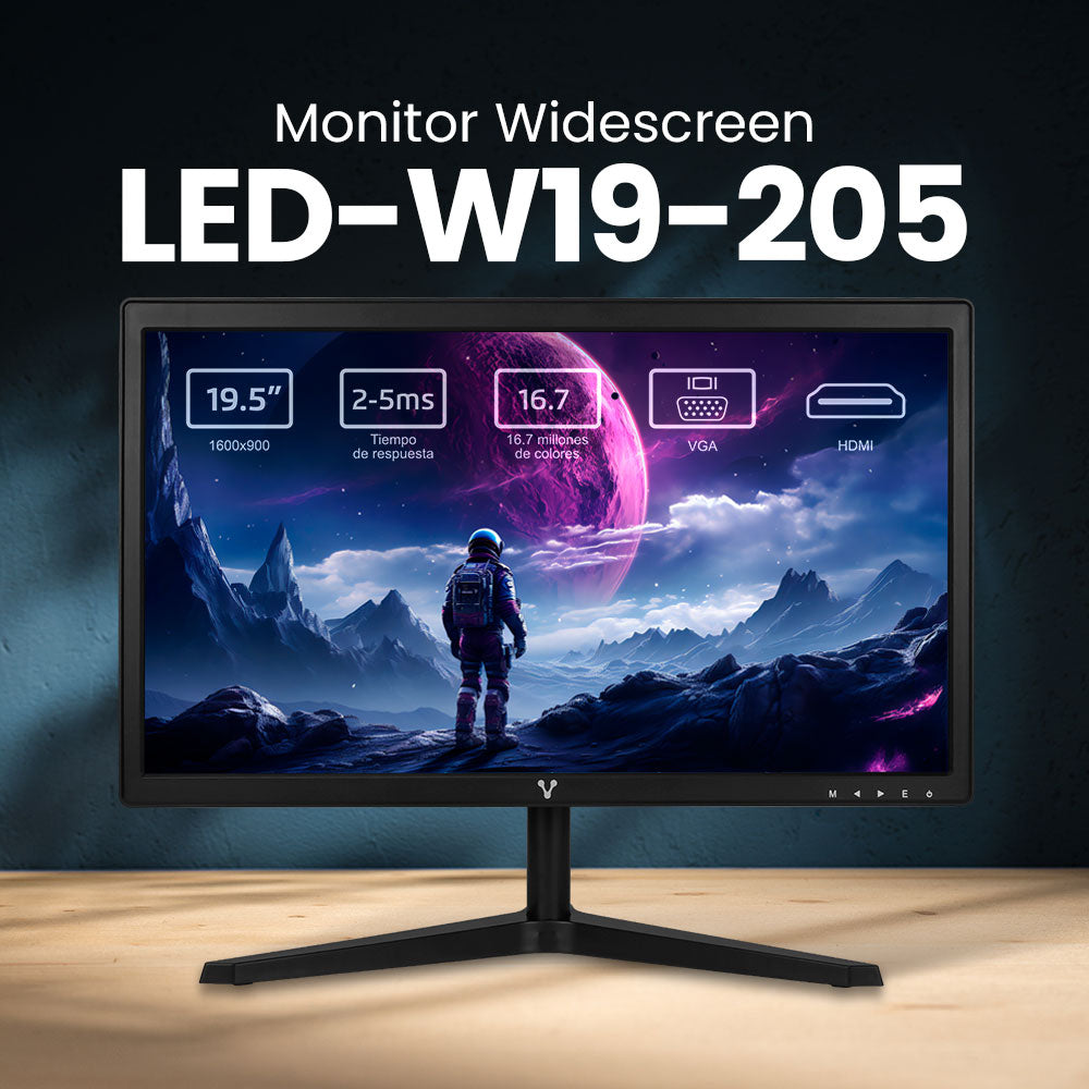 Vorago LED-W19-205 monitor de computadora 49.5 cm (19.5") 1600 x 900 Pixeles HD+ Negro