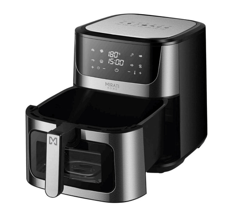 Mirati MFA12 freidora Sencillo 8 L Independiente 1500 W Freidora de aire caliente Negro, Plata