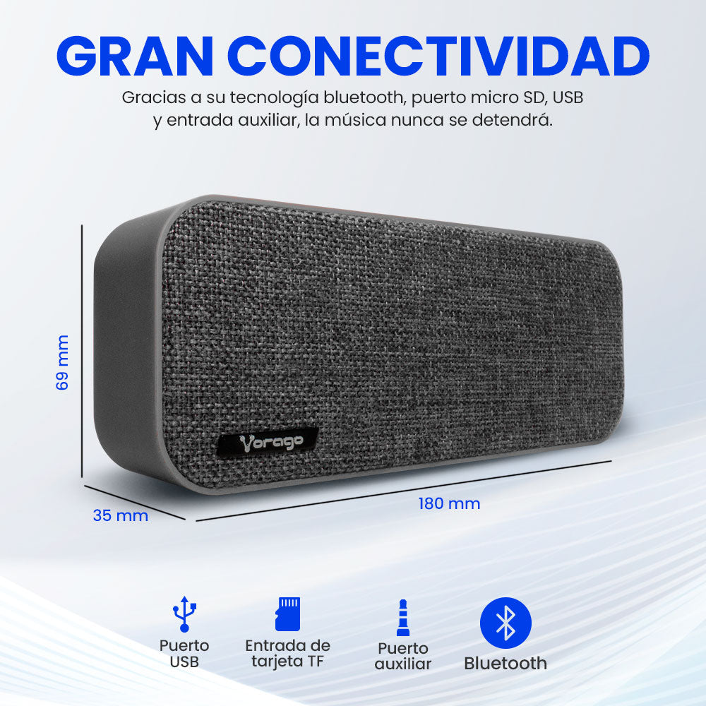 Vorago BSP-150 Altavoz portátil estéreo Gris 6 W