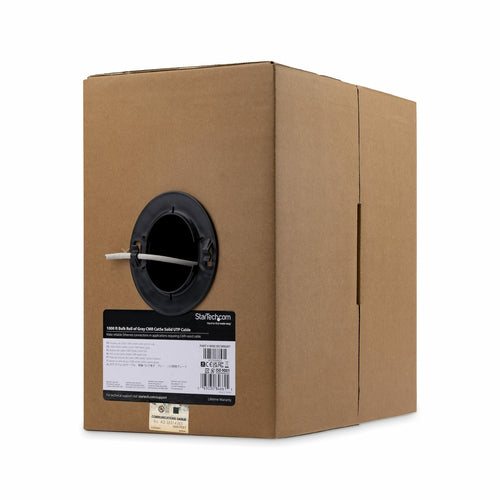 StarTech.com Bobina de Cable de Red Ethernet Cat5e a Granel - 304,8m - Sólido - CMR - Gris - Se Ajusta a TAA Cables de r