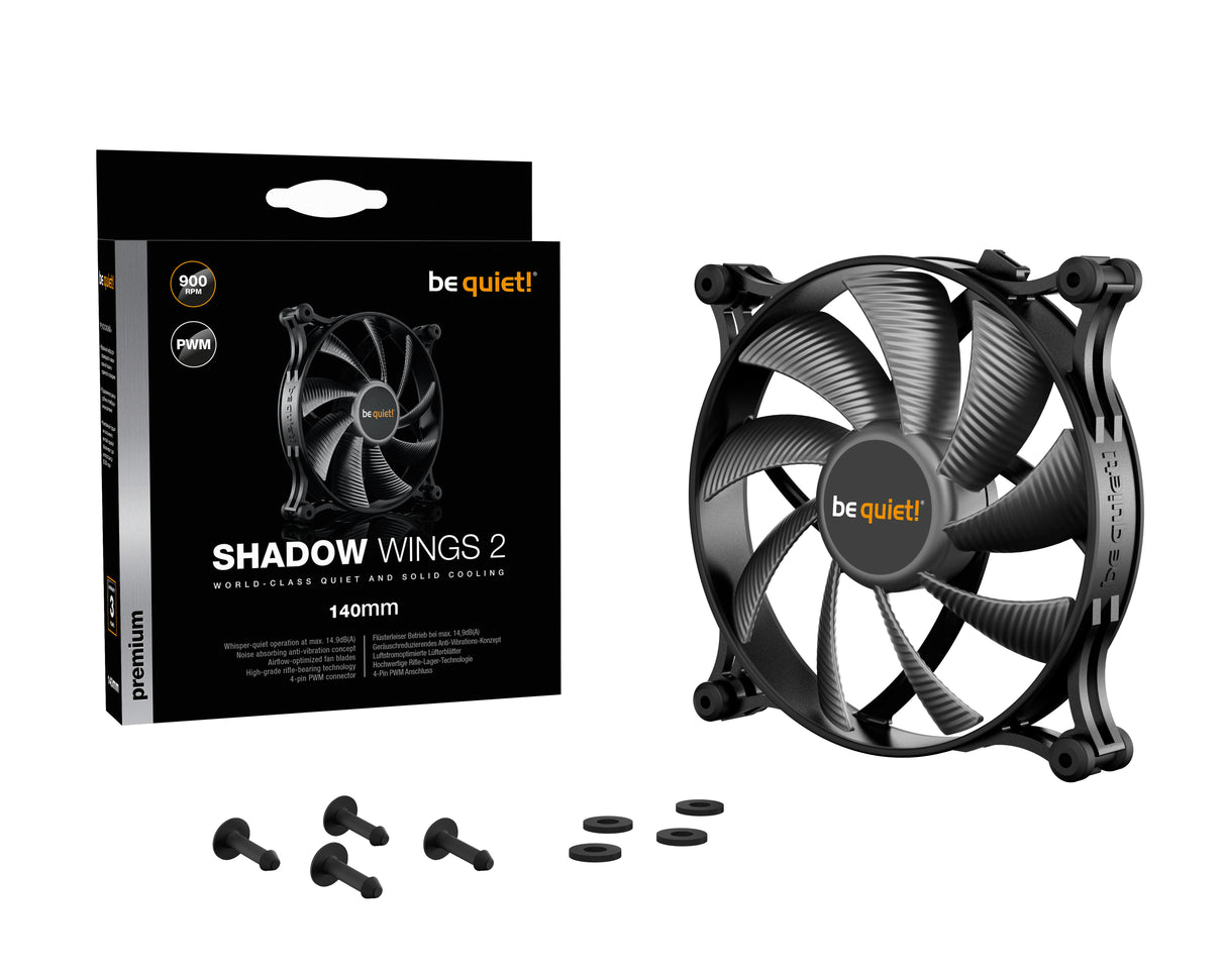 be quiet! Shadow Wings 2 140mm PWM sistemas de refrigeración para ordenadores Carcasa del ordenador Ventilador 14 mm No compatible