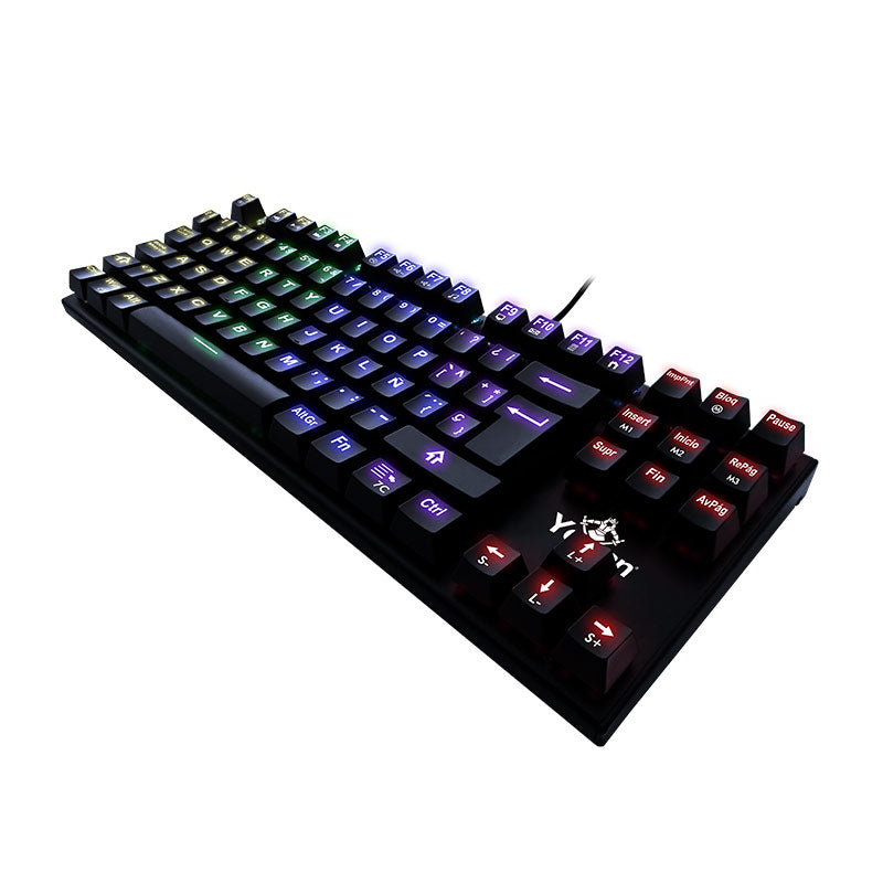 Yeyian YAT1806 teclado Juego USB QWERTY Español Negro, Alámbrico, Interruptor mecánico, LED RGB