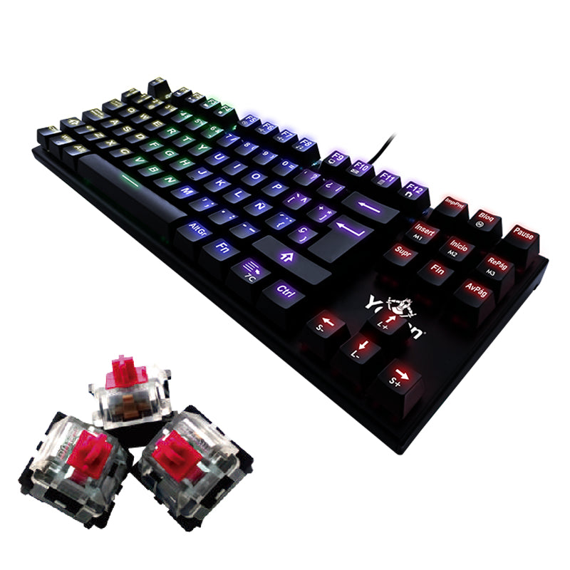 Yeyian YAT1806 teclado Juego USB QWERTY Español Negro, Alámbrico, Interruptor mecánico, LED RGB