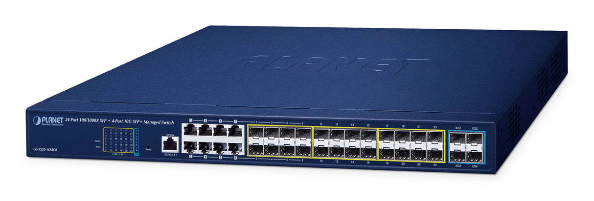 PLANET GS-5220-16S8CR switch Gestionado L2+ Gigabit Ethernet (10/100/1000) 1U Azul