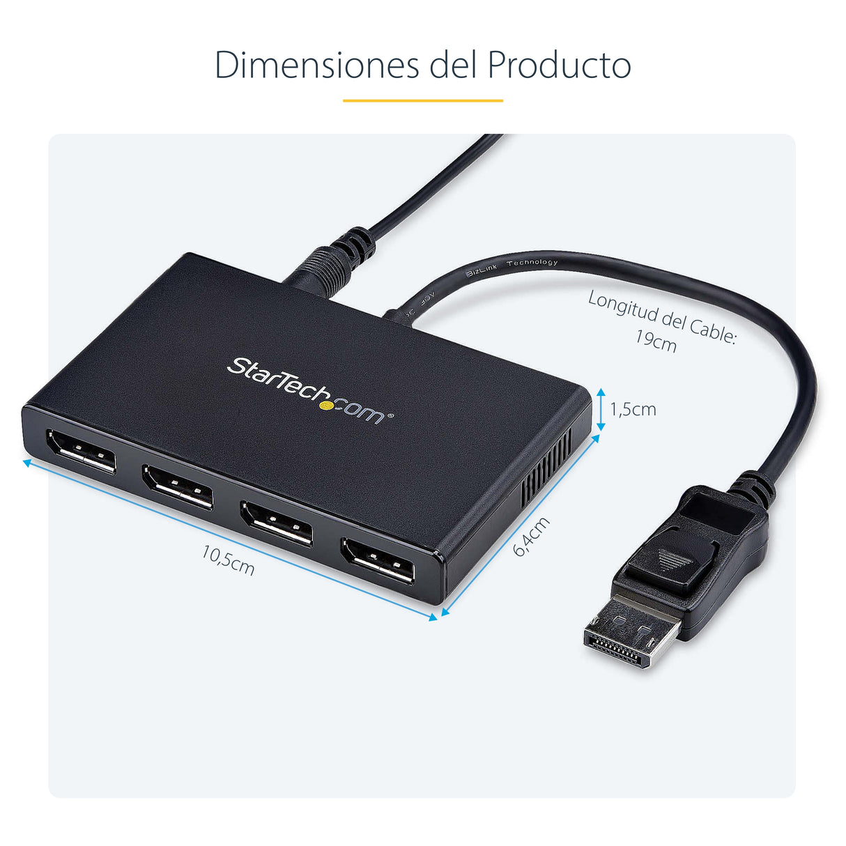 StarTech.com Hub MST de 4 Puertos DisplayPort 1.2 - Divisor Splitter DP de 4 Monitores - Adaptador DP a 4x DisplayPort 1