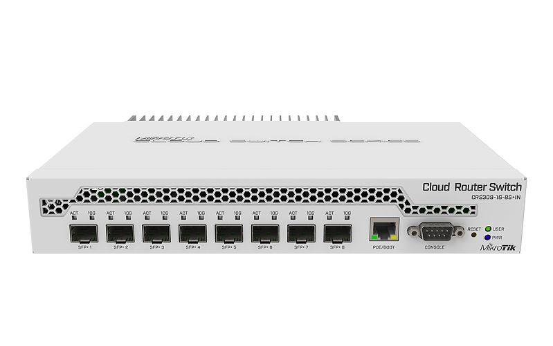 CRS309-1G-8S+IN, Switch, CPU 800MHz, RAM 512MB, 1xGEth, 8xSFP+ de 10Gbps, RouterOS/SwitchOS