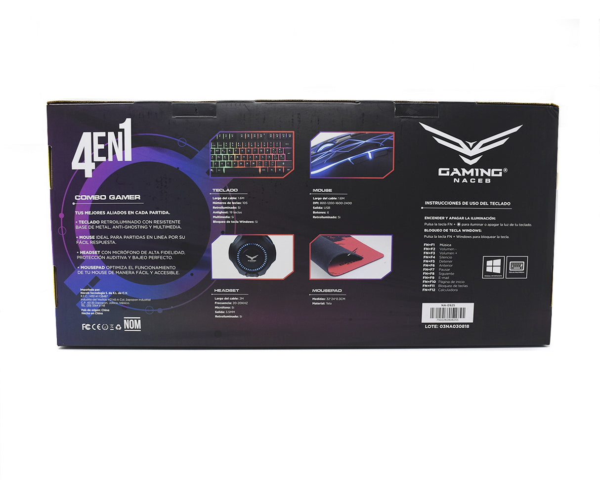 Kit Gamer Naceb Technology NA-0925, USB, Alámbrico, 2400 DPI