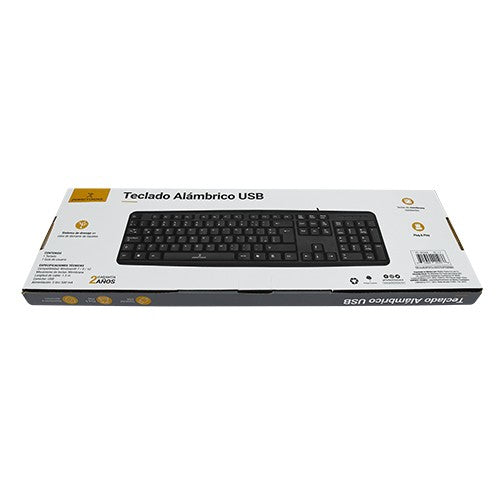 Perfect Choice PC-201038 teclado Hogar USB QWERTY Inglés Negro, Tamaño completo (100%), Alámbrico, Interruptor de membra