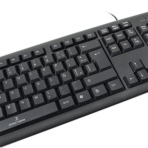 Perfect Choice PC-201038 teclado Hogar USB QWERTY Inglés Negro, Tamaño completo (100%), Alámbrico, Interruptor de membra