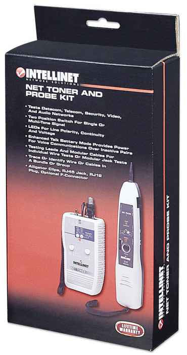 Intellinet Generador de tonos y probador Cable RJ-45 Gris Si Alcalino