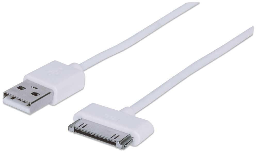 Manhattan Cable iLynk USB para iPod / iPhone Cable Blanco 1,2 m USB A Apple 30-pin