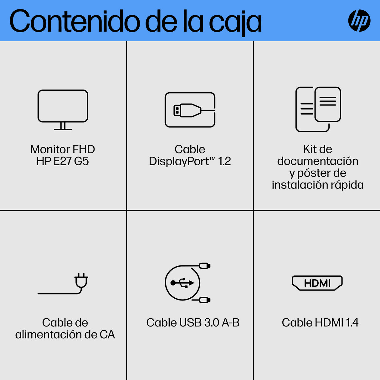 HP Monitor FHD HP E27 G5 Monitor 68,6 cm (27") 1920 x 1080 Pixeles Full HD LCD Negro