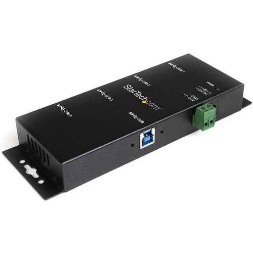 StarTech.com Hub Concentrador USB 3.0 de 4 Puertos - 5Gbps - Ladrón USB-A Industrial de Metal - de Montaje en Carril DIN