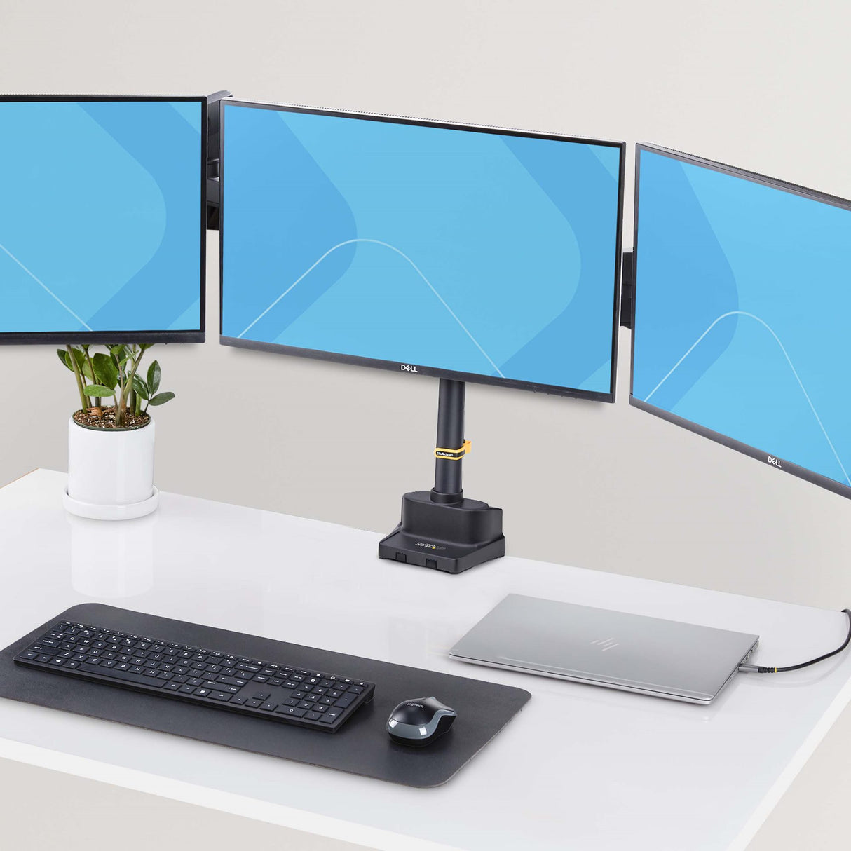 StarTech.com Soporte de Escritorio para 3 Monitores VESA 75x75/100x100 de 27 Pulgadas - Grommet o Abrazadera en C - Ajus