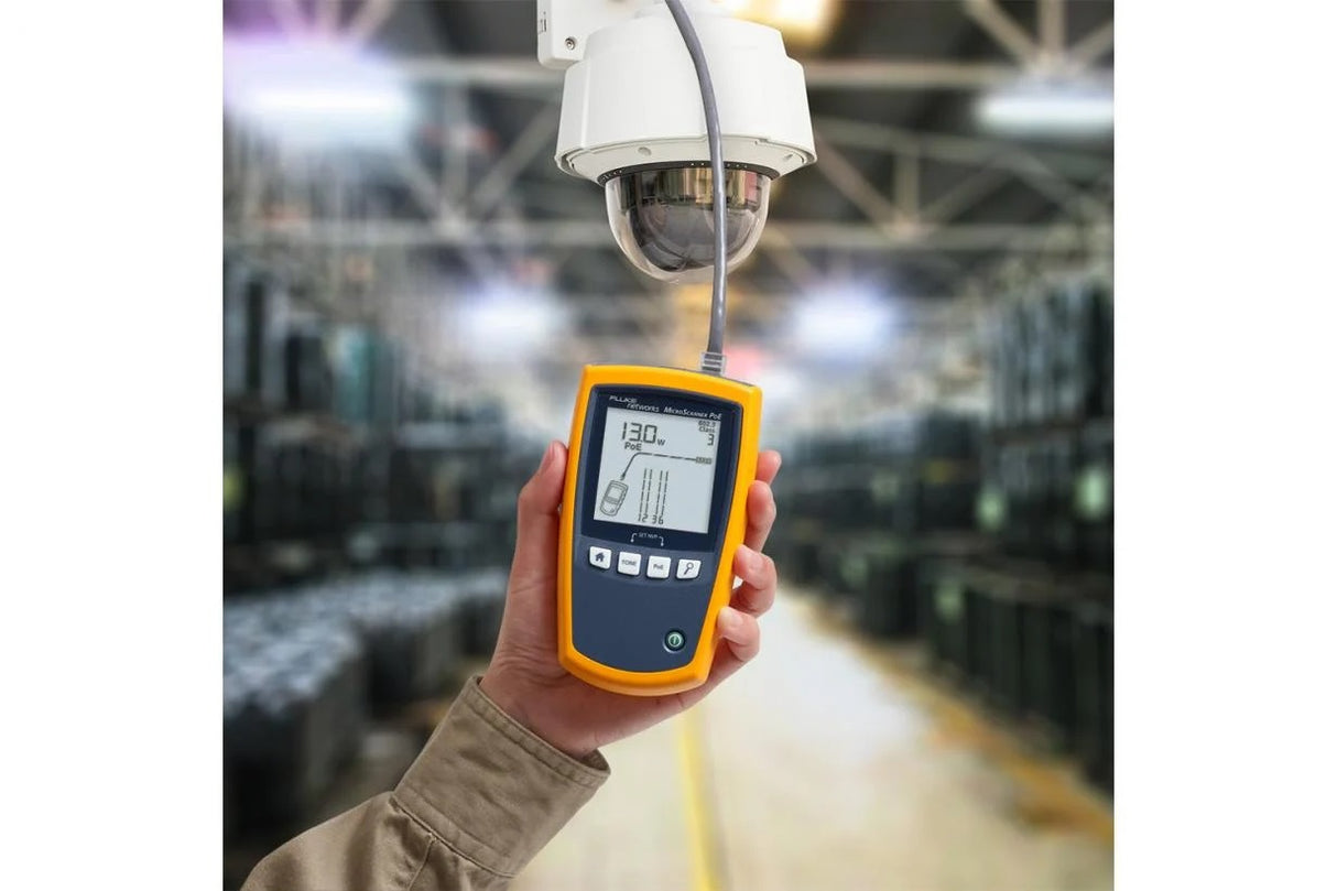 Fluke MicroScanner PoE Examinador PoE Negro, Azul, Amarillo, PoE testing, 460 m, LCD