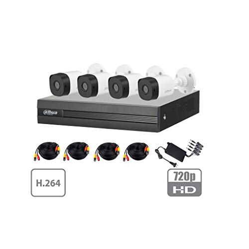 Kit Dahua de 4 Cámaras 1MPX con Lente 2.8mm, Visión Nocturna 30m y Grabación Continua