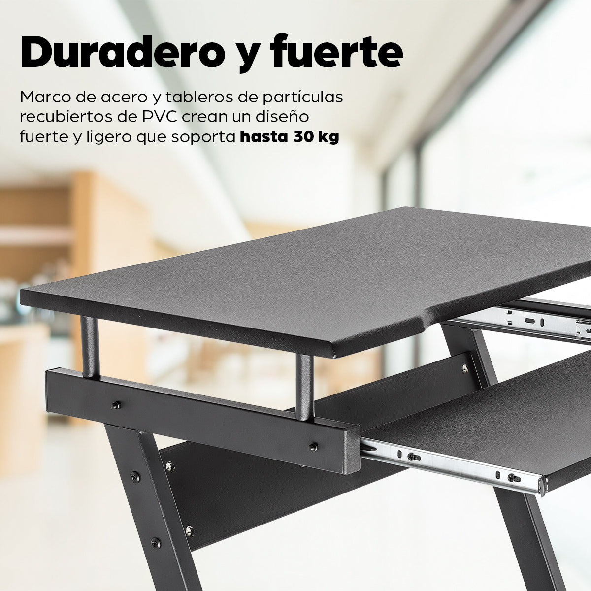 Manhattan Escritorio compacto para computadora, con bandeja deslizable para teclado Computadora Derecho Oficina en casa