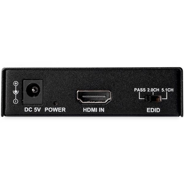 StarTech.com Extractor de Audio HDMI con Soporte para 4K de 60Hz convertidores de señal de vídeo Negro 4096 x 2160 Pixeles 60 Hz 5.1 canales
