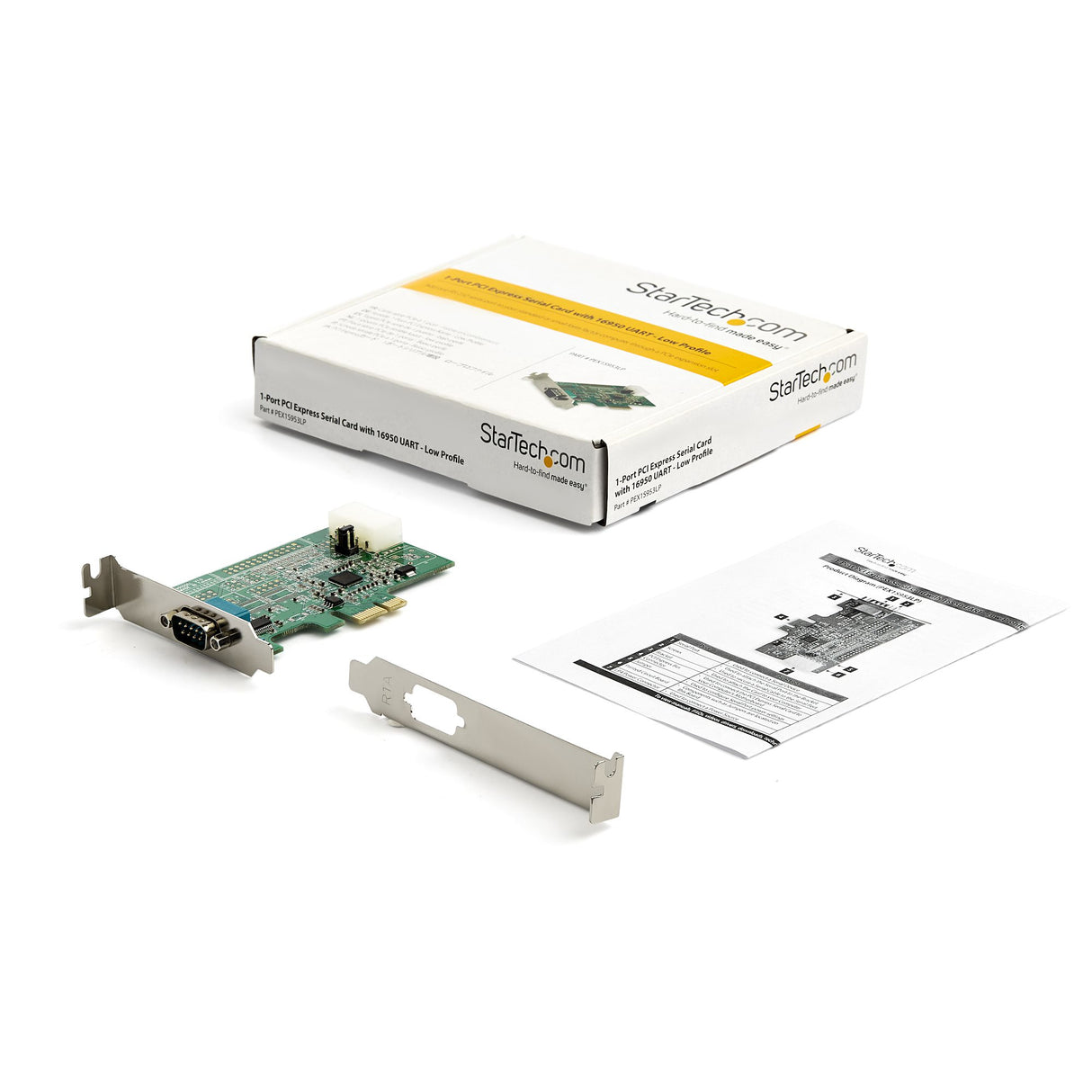 StarTech.com Tarjeta PCI Express Adaptadora de 1 Puerto Serie RS232 - Tarjeta Controladora Serial PCIe RS232 - PCIe a DB9 UART16950 - Tarjeta de Expansión de Perfil Bajo - Windows y Linux tarjetas y adaptadores de interfaz PCIe De serie PCIe 1.1 1