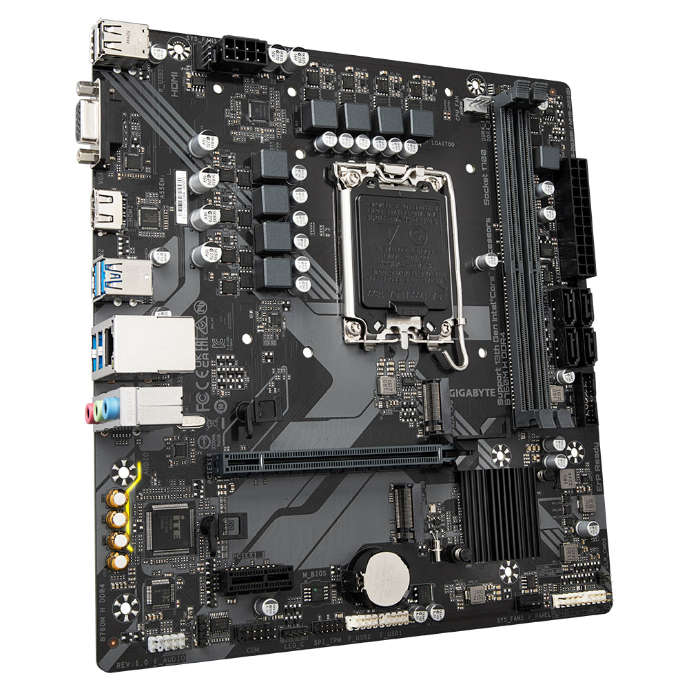 GIGABYTE B760M H DDR4 Placa base - Soporta CPUs Intel Core de 14ª generación, VRM digital de 6+1+1 fases, hasta 3200MHz DDR4 (OC), 2xPCIe 4.0 M.2, GbE LAN, USB 3.2 Gen1 placas base Intel LGA 1700 1 LGA 1700