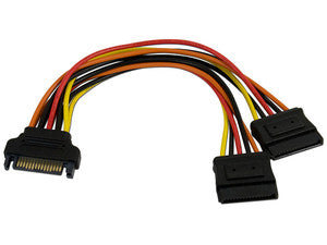 Cable divisor de alimentación SATA 15cm, 1 conector macho a 2 conectores hembra, 6 Gbps