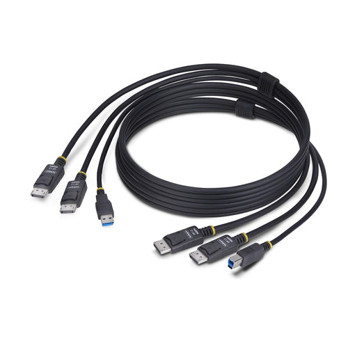 StarTech.com Cable KVM DisplayPort de Doble Pantalla con USB 5Gbps de 1,8m - 4K 60Hz - DP 1.2 - Cable para Conmutador KV