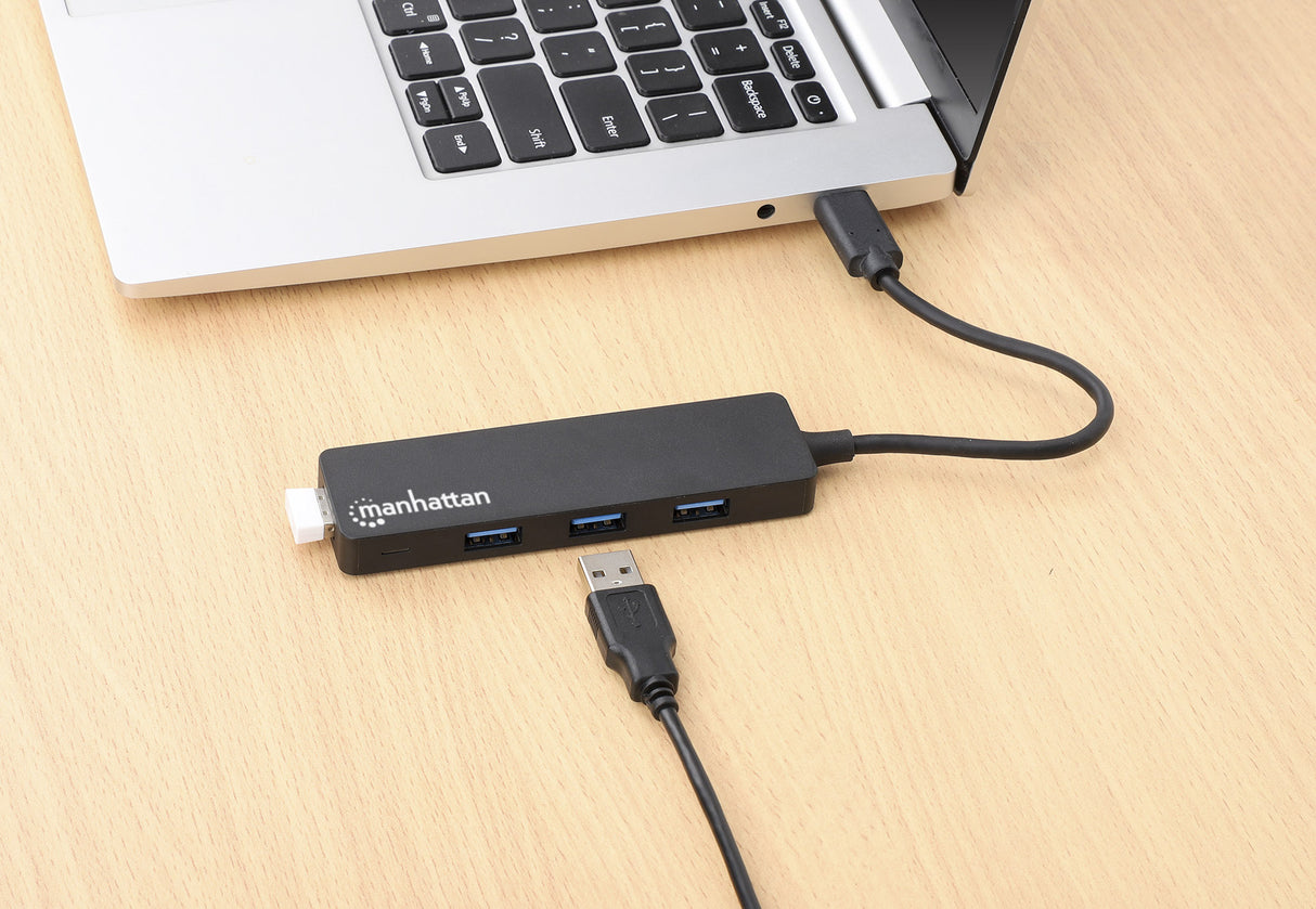 Manhattan Hub/dock USB-C, puertos (4): 4x USB-A, 5 Gbps (USB 3.0), Alimentado por USB (no requiere alimentación externa), equivalente a HB30CM4AB hubs de interfaz USB 3.2 Gen 1 (3.1 Gen 1) Type-C USB 3.2 Gen 1 (3.1 Gen 1) Type-A 4 4