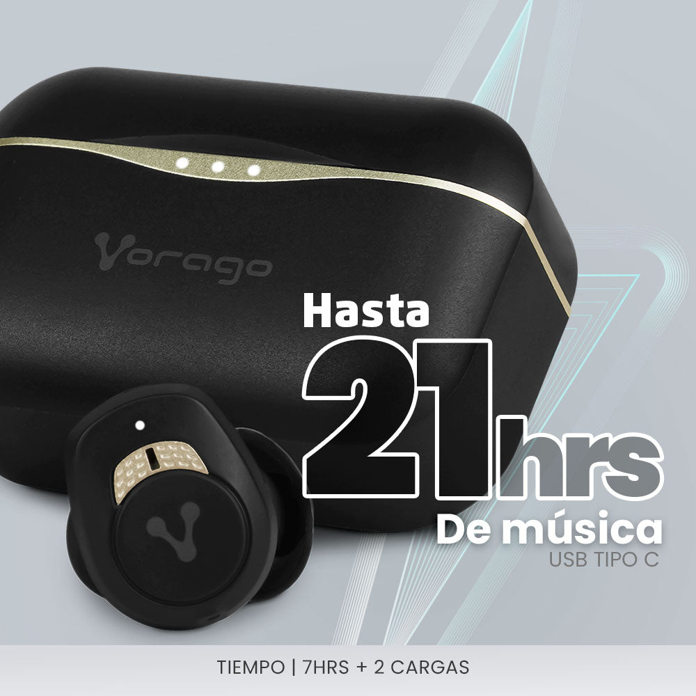 AUDÍFONOS VORAGO PREMIUM ESB-600-ANC NOISE CANCELLING TWS IPX5 21 HRS MÚSICA