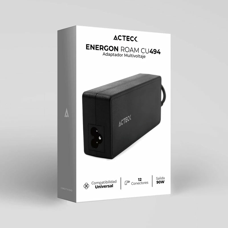 Cargador ACTECK Universal Energon Roam CU494 12 puntas intercambiables / 90 W / Negro