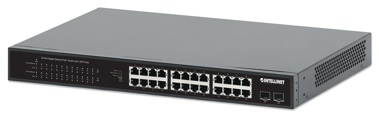Intellinet Commutateur réseau (switch) Gigabit Ethernet PoE+ 24 ports avec 2 ports SFP, compatible IEEE 802.3at/af (PoE+