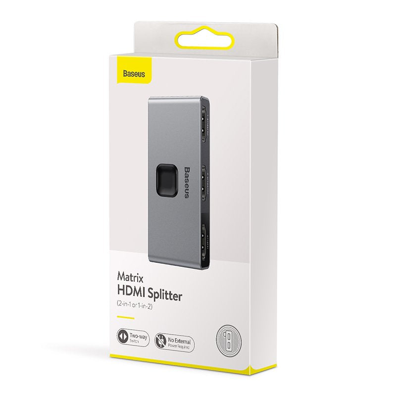 Baseus CAHUB-BC0G divisor de vídeo HDMI 3x HDMI, 3840 x 2160 Pixeles, Negro, Gris