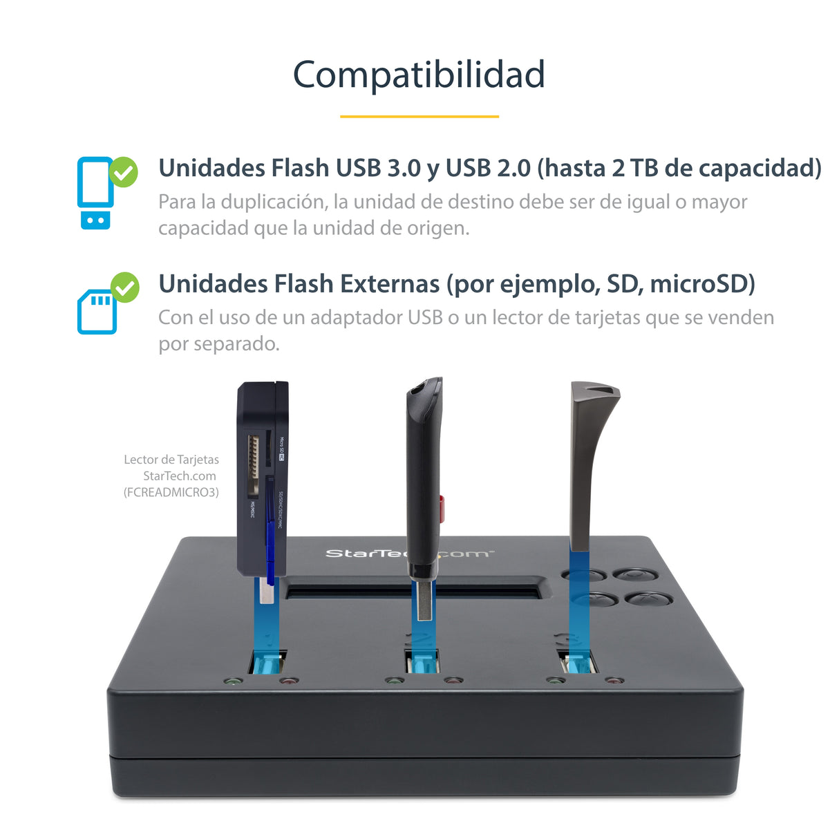 StarTech.com Clonador Autónomo 1:2 para Memorias USB - Copiador de Unidades de Memoria USB - Copia Sector por Sector de