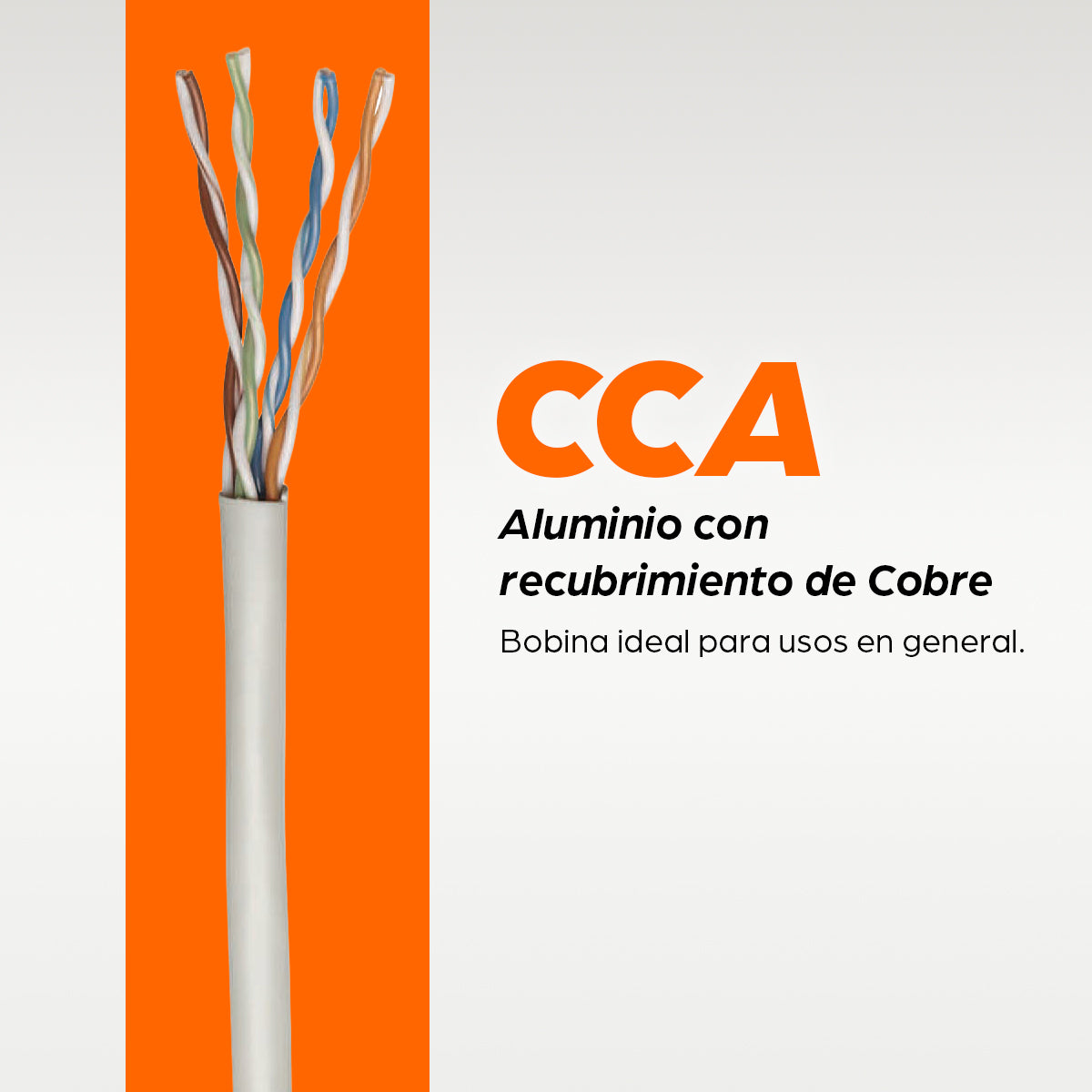 BOBINA INT CAT 5E CCA UTP 305M MULTIFILAR GRIS COBRE CON ALUMINIO