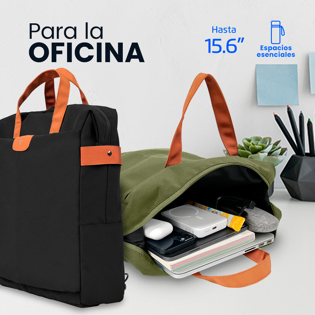 MOCHILA VORAGO BP-301 VINTAGE DOBLE USO LAPTOP 15.6" NEGRA