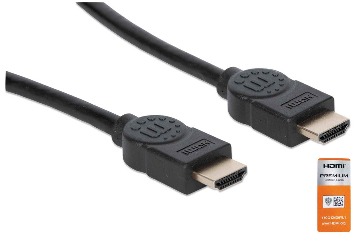 Manhattan Cable HDMI 4K@60 Hz con Ethernet, 1 m, certificado, apto para TODOS los usos 4K y 1080p/HD (ideal para actualizar ahora o estar preparado),