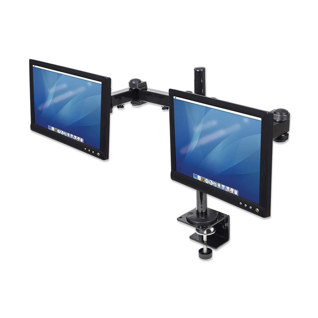 Manhattan Soporte para monitor, de escritorio, movimiento articulado, 2 pantallas planas de 13" a 24" máximo 6 kg cada u