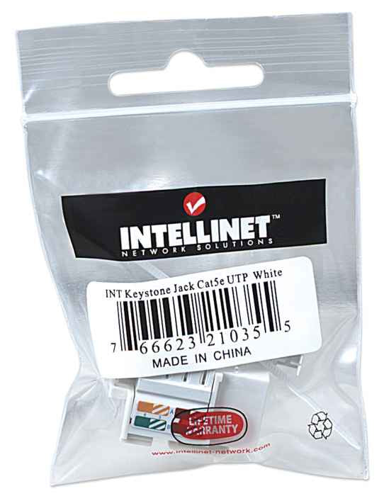 Intellinet JACK RJ45 CAT5E KEYSTONE DE IMPACTO BLANCO módulos de conectores de red Plano Blanco RJ-45 Hembra