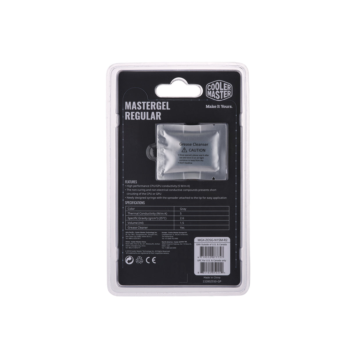 Cooler Master MasterGel Regular disipador de calor Pasta térmica 5 W/m·K 12 g, Gris