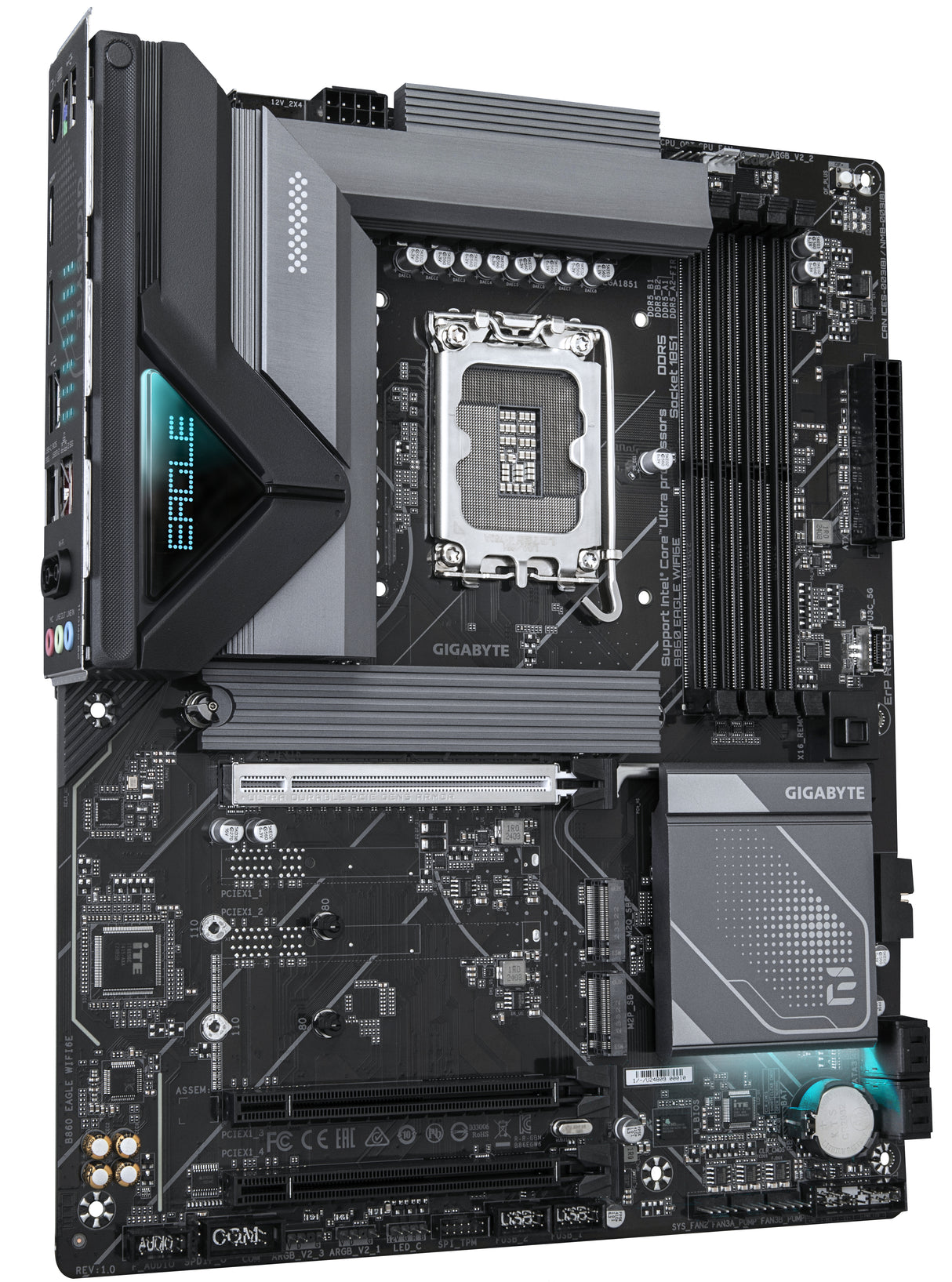 GIGABYTE B860 EAGLE WIFI6E Placa base - CPUs Intel Core Ultra, VRM de 12+1+2+1 fases, hasta 9066MHz DDR5, 1xPCIe 5.0 + 2xPCIe 4.0 M.2, LAN 2,5 GbE, WIFI 6E, USB 3.2 Gen 2x2 placas base Intel LGA 1851 (Socket V1) LGA 1851 DDR5-SDRAM