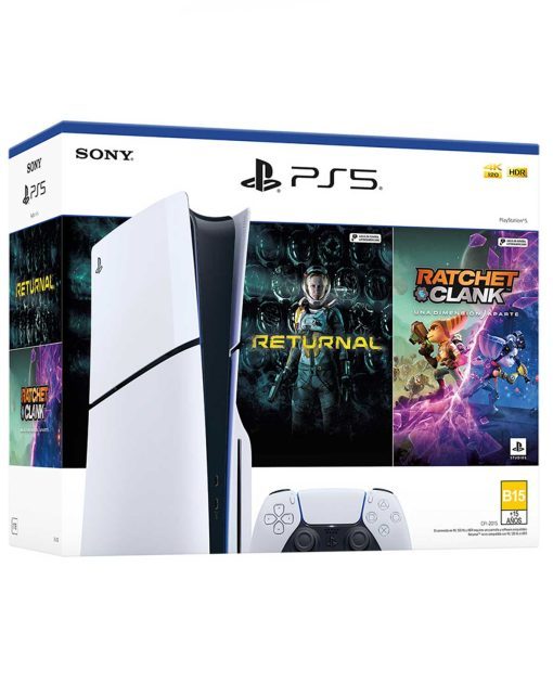 Sony PlayStation 5 Slim Standard Edition 1TB, WiFi, Bluetooth 5.1, Blanco/Negro - Incluye Juegos Returnal y Ratchet & Clank