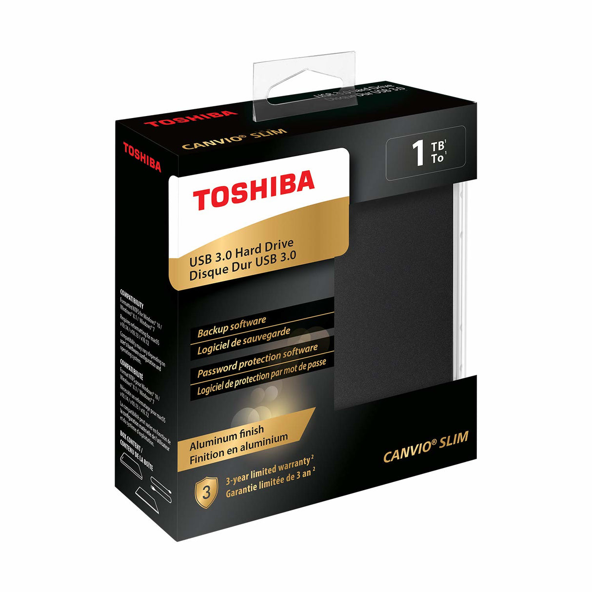 Toshiba Canvio Slim disco duro externo 1 TB 2.5" Micro-USB B 2.0/3.2 Gen 1 (3.1 Gen 1) Negro