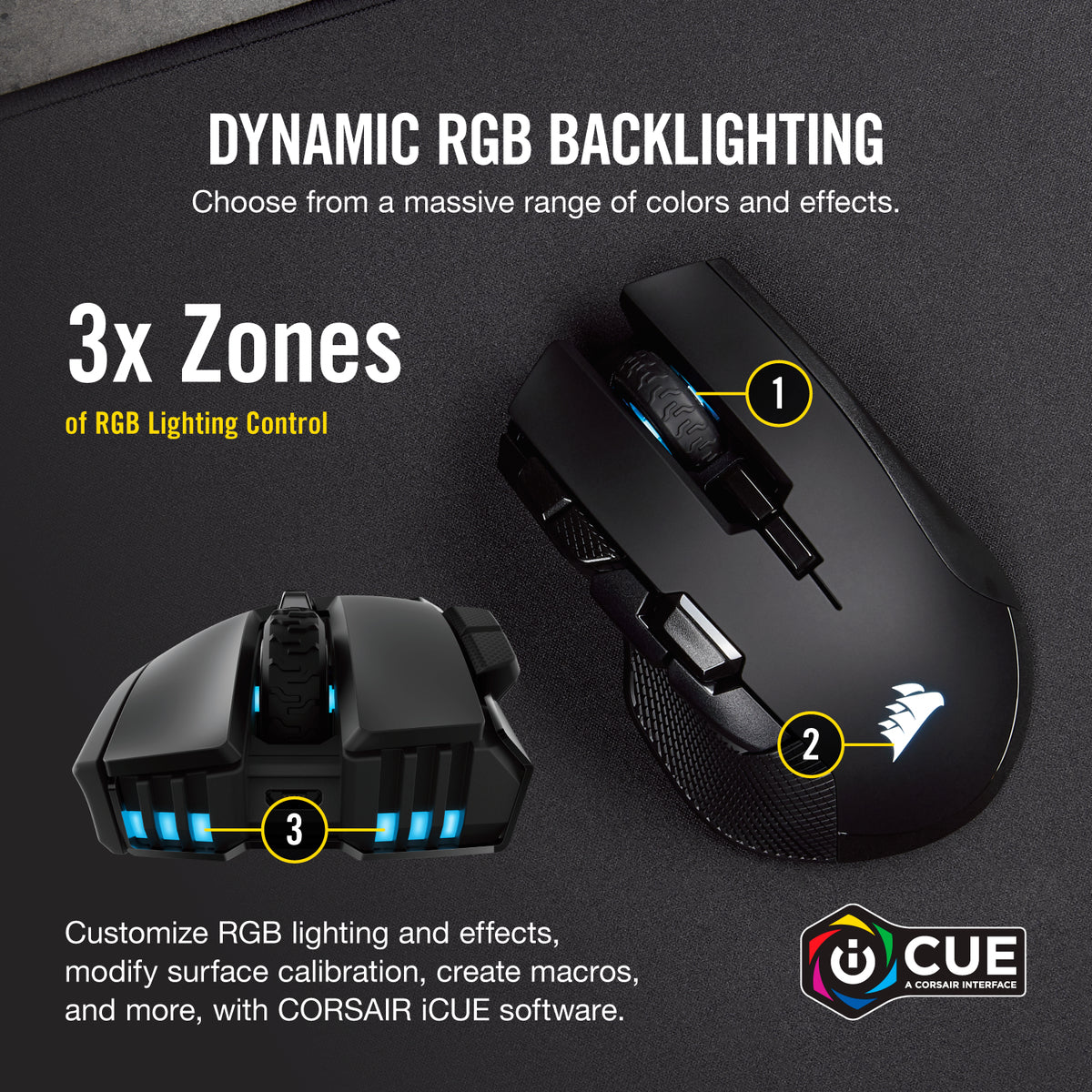 Corsair IRONCLAW RGB ratón Juego mano derecha RF Wireless + Bluetooth + USB Type-A Óptico 18000 DPI