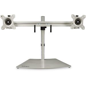 StarTech.com Soporte VESA para 2 Monitores - Soporte Ergonómico de Sobremesa para 2 monitores de 24" con Montaje VESA - con Base Independiente y Altura Ajustable- Soporte con Mástil - Plata Monitor Plata