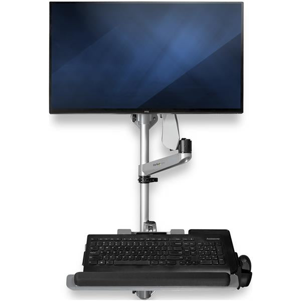 StarTech.com Estación de Trabajo de Montaje en Pared - para 1 Monitor - Premium estaciones de trabajo sentado o de pie Pared Plata 1 33 cm (13")