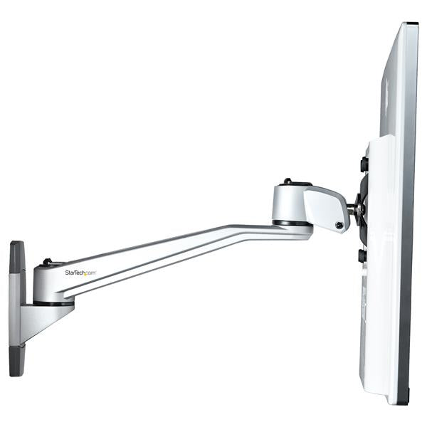 StarTech.com Brazo de Montaje en Pared para Soporte de Monitores VESA hasta 30" - con Brazo Articulado de 26cm - Premium Monitor Plata