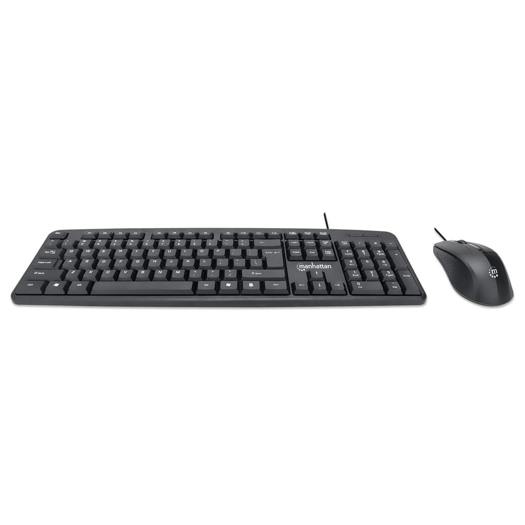 Manhattan Juego de teclado y mouse óptico, cableados Teclado Universal Alámbrico USB Interruptor de membrana