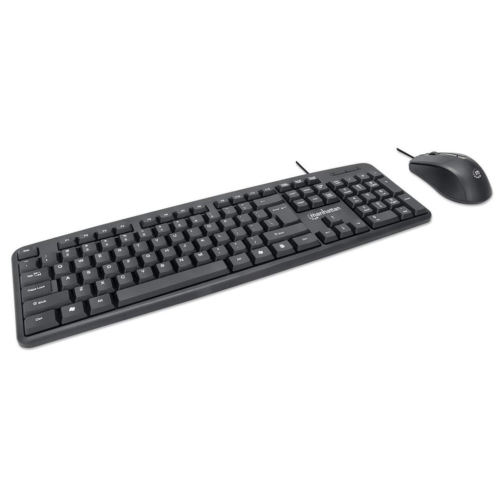 Manhattan Juego de teclado y mouse óptico, cableados Teclado Universal Alámbrico USB Interruptor de membrana
