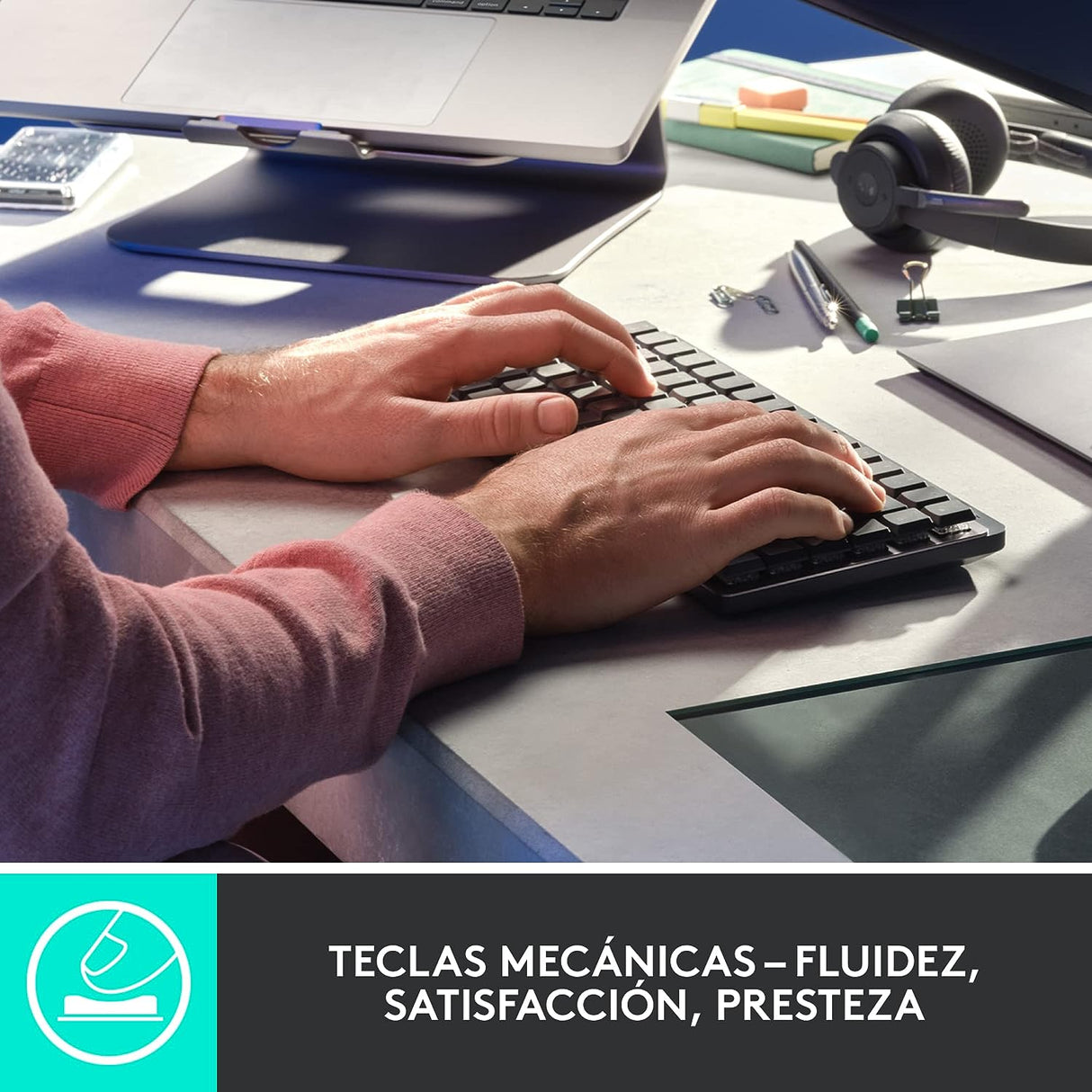 Teclado Mecánico Logitech MX Mini TKL, Inalámbrico, Bluetooth, Grafito - 920-010846